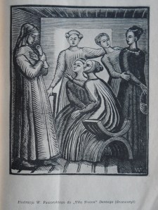 An illustration by Faworski (from a cycle on Dante's Vita Nuova) used to illustrate the excerpts of Zhivago in Opinie.