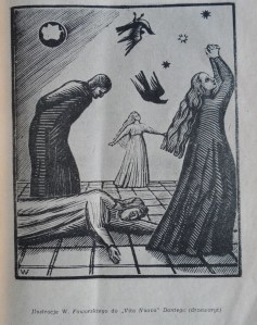 An illustration by Faworski (from a cycle on Dante's Vita Nuova) used to illustrate the excerpts of Zhivago in Opinie.
